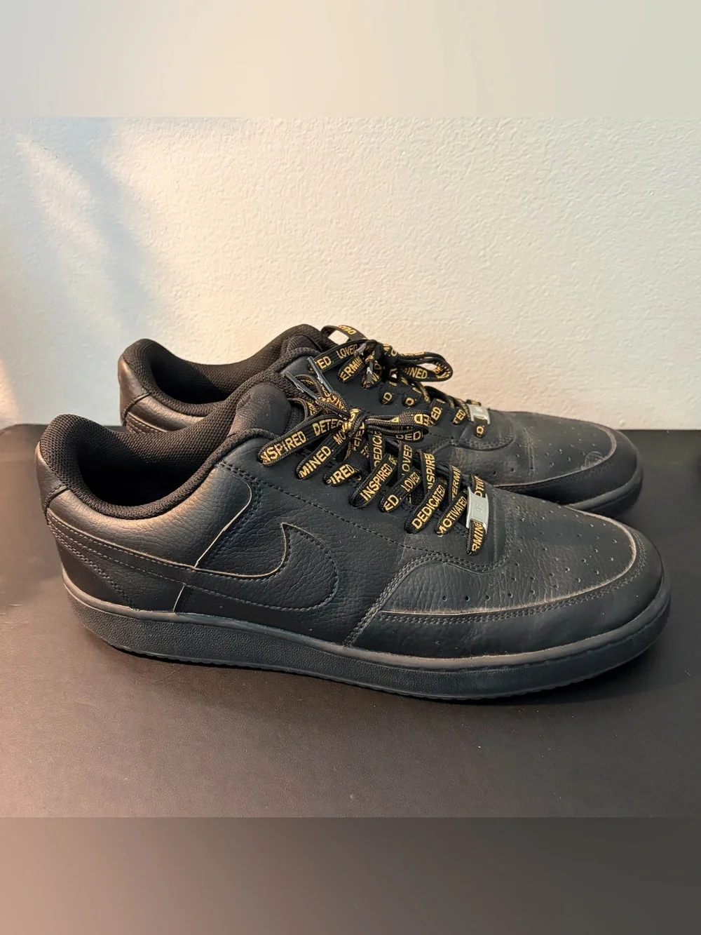 Nike Court Vision Low Triple Black Shoes Men’s Size 11.5 CD5463-002 Custom Laces